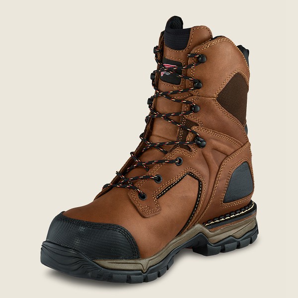 Red Wing Safety Boots Brown/Black - Mens Flexforce® - 8-inch Waterproof Toe - 9386-FYSOB